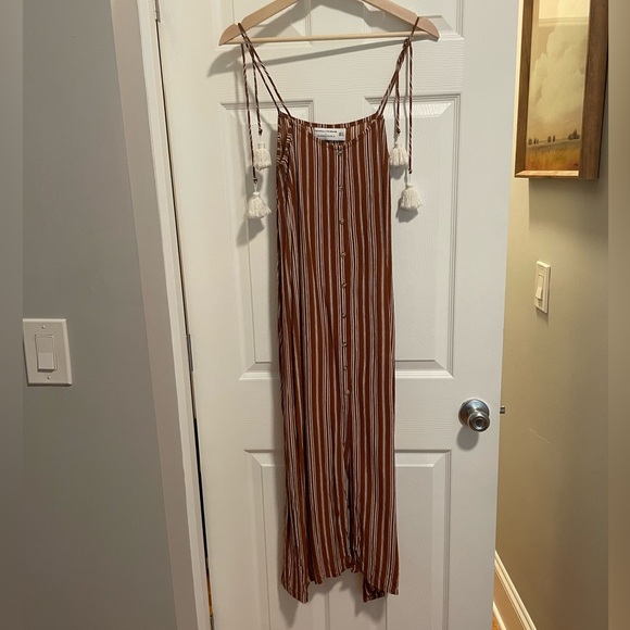 Anthropologie x Faithfull The Brand Brown Stripe Arietta Slip Maxi Dress - Picture 6 of 9